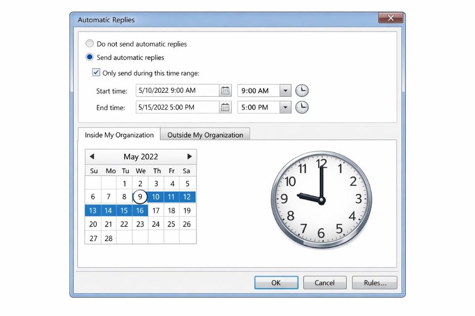 Cách thực hiện tự động trả lời (Out of Office) Outlook 2010 15