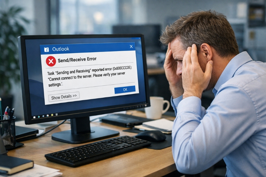 Lỗi gửi nhận 0x800CCC0E trên Outlook 365