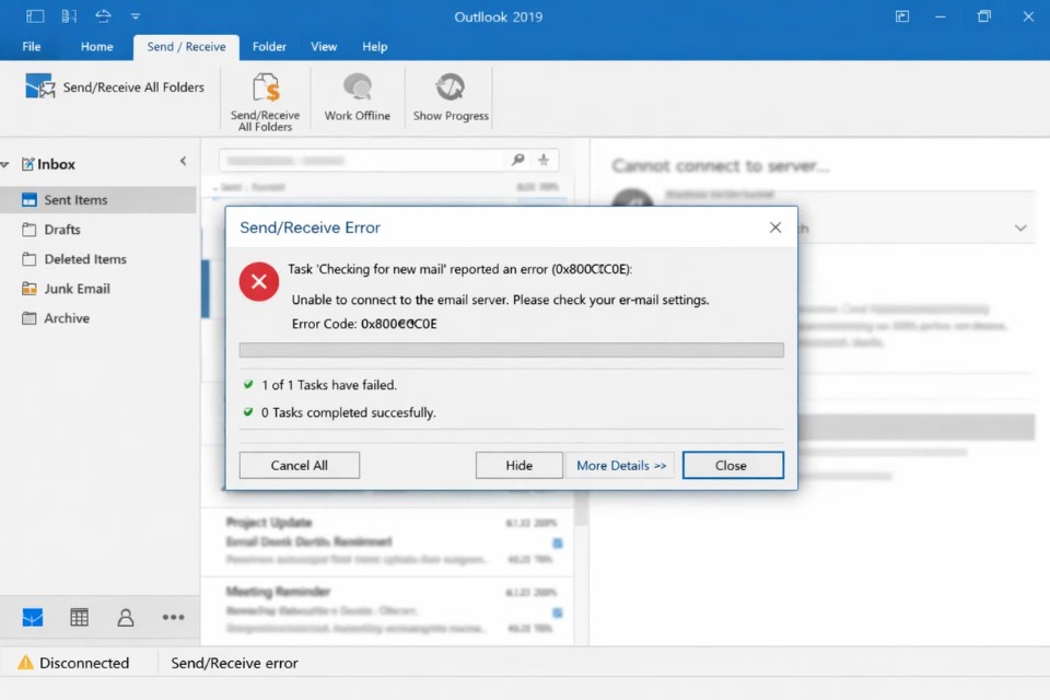 Lỗi gửi/nhận 0x800CCC0E trong Outlook 2019 6