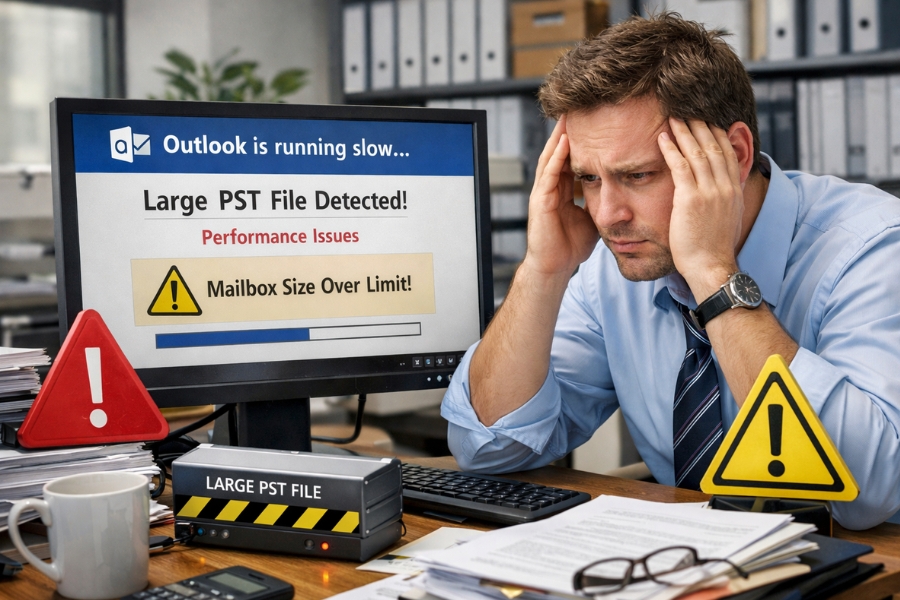 PST quá dung lượng trong Outlook 2016