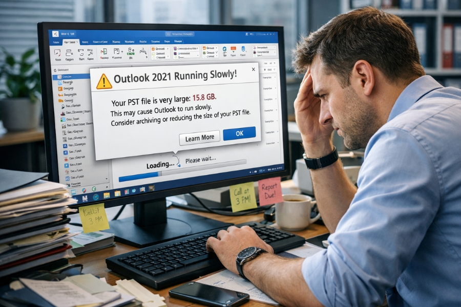 PST quá dung lượng trong Outlook 2021