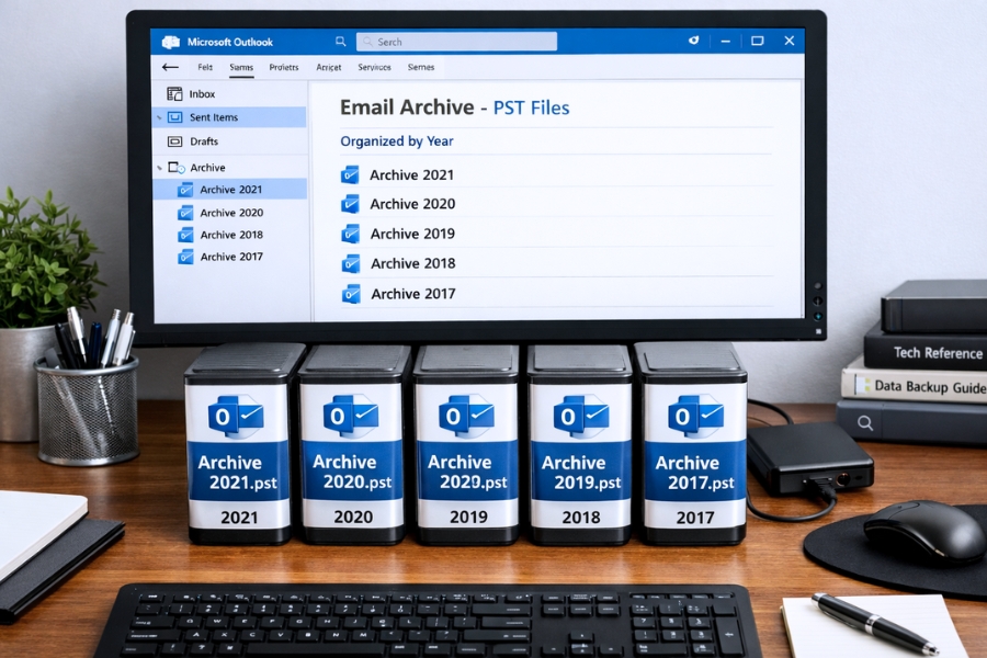 PST quá dung lượng trong Outlook 2021