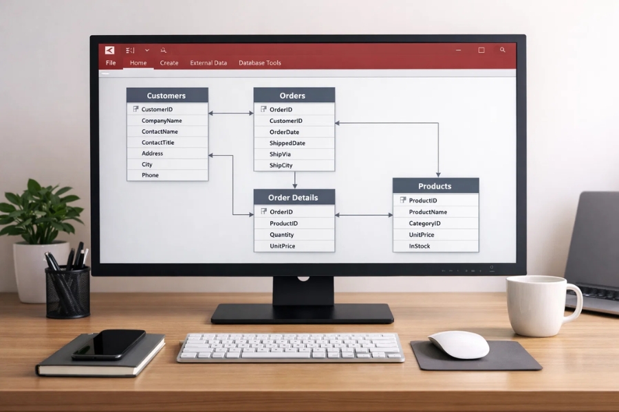 Hướng dẫn tạo mối quan hệ (Relationships) trong Access 365 – Cách liên kết dữ liệu đúng chuẩn, dễ hiểu 5 Hướng dẫn tạo mối quan hệ (Relationships) trong Access 365 – Cách liên kết dữ liệu đúng chuẩn, dễ hiểu 5
