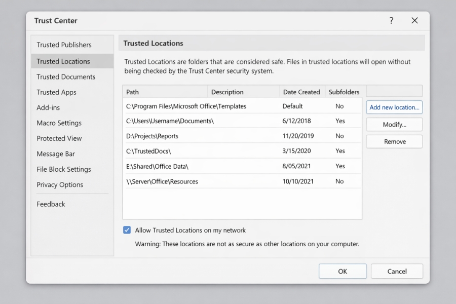 Cách Bật Macro & Trusted Locations Trong Office 2019 9