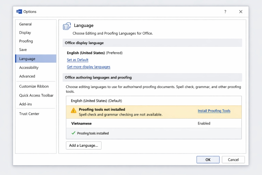 Cách Thực Hiện Cài Từ Điển Kiểm Tra Chính Tả Trong Office 365