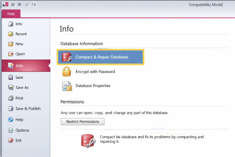 Cách Thực Hiện Compact and Repair Trong Access 2010 6
