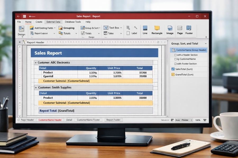 Cách Thực Hiện Report Nhóm & Tổng Access 2019 16 Cách Thực Hiện Report Nhóm & Tổng Access 2019