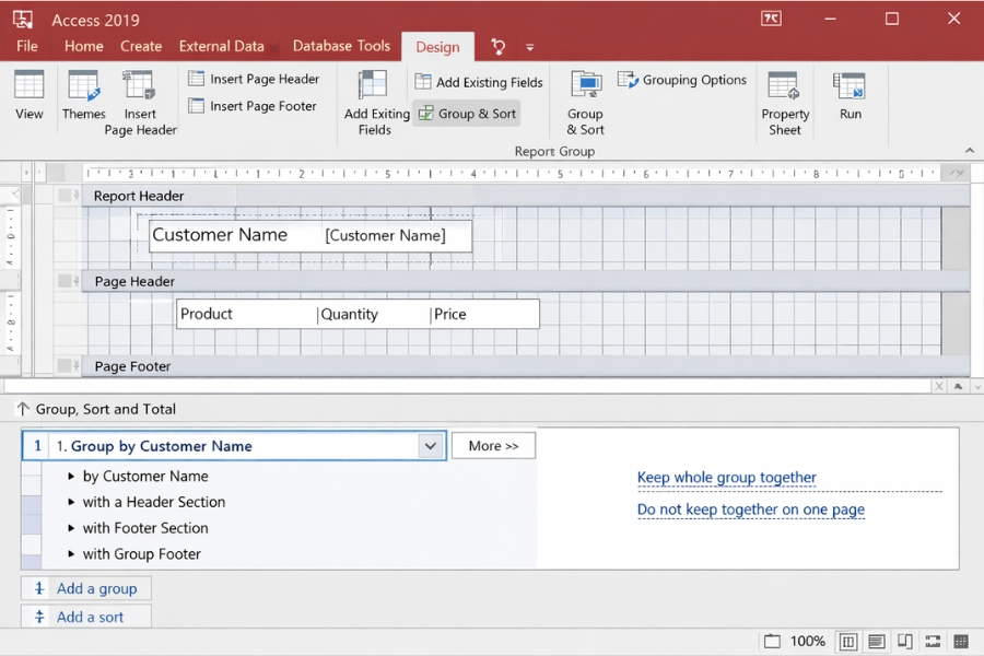 Cách Thực Hiện Report Nhóm & Tổng Access 2019 17 Cách Thực Hiện Report Nhóm & Tổng Access 2019