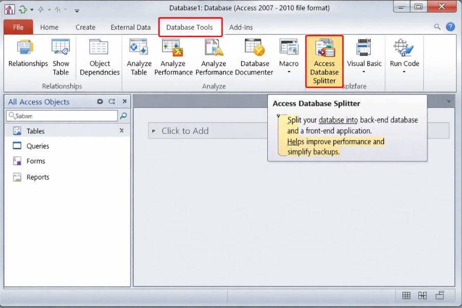 Cách Thực Hiện Split Database Front-End / Back-End Trong Access 2010 6