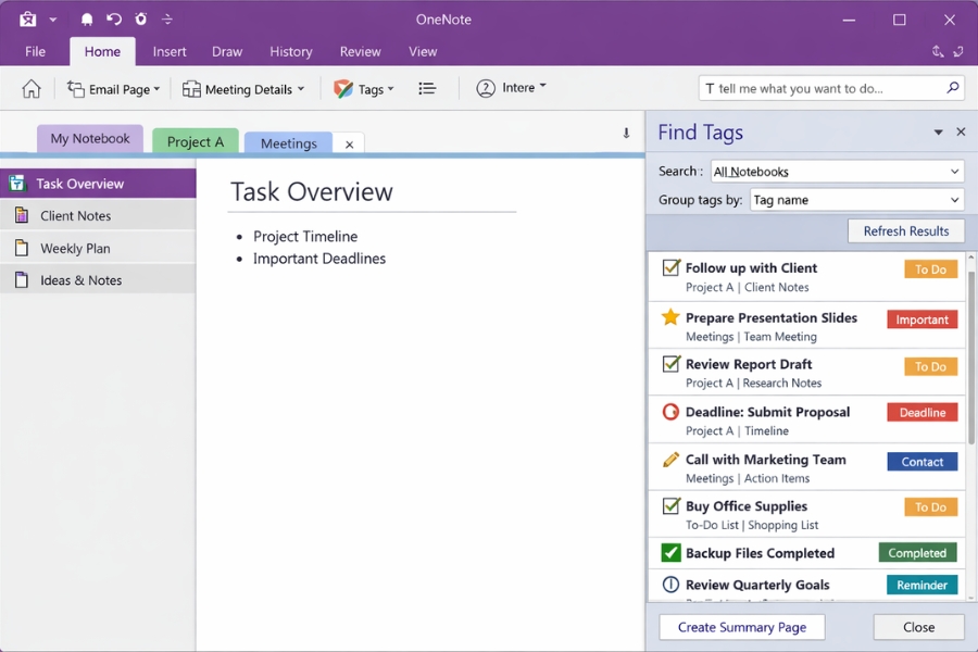 Cách Thực Hiện Tìm Kiếm Theo Thẻ (Tags) OneNote 2016 