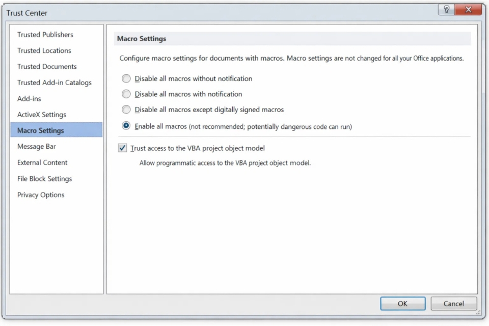 Cách bật Macro & Trusted Locations Office 2010 8 Cách bật Macro & Trusted Locations Office 2010 8