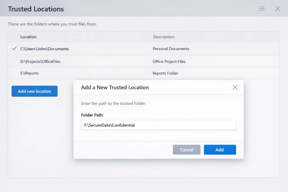Cách bật Macro & Trusted Locations Office 365 9