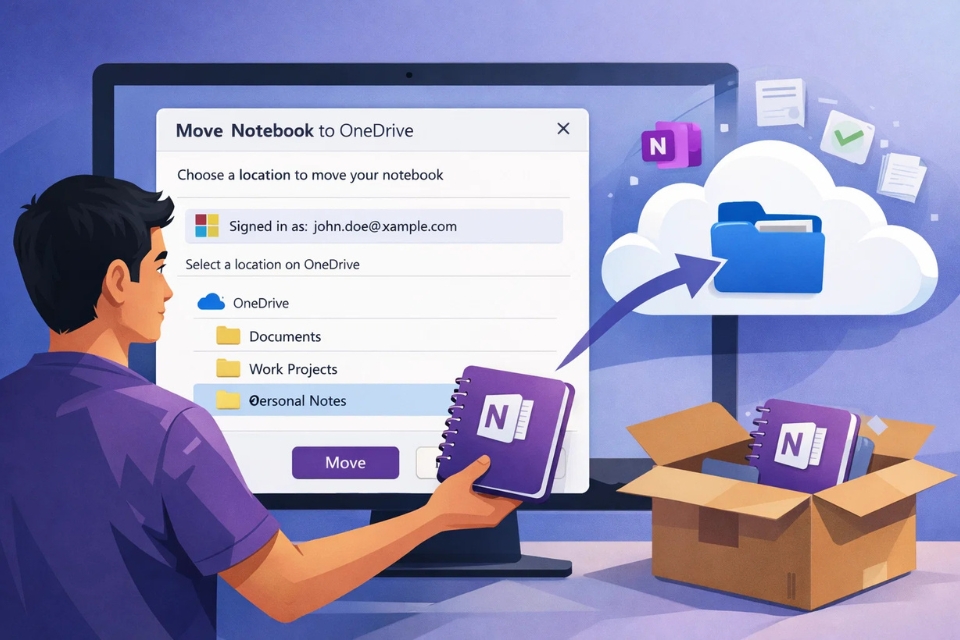Cách chuyển sổ tay lên OneDrive OneNote 2010 9