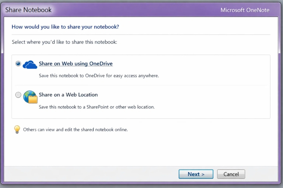 Cách chuyển sổ tay lên OneDrive OneNote 2010 11