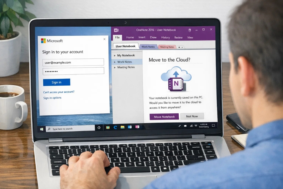 Cách chuyển sổ tay lên OneDrive OneNote 2016 10