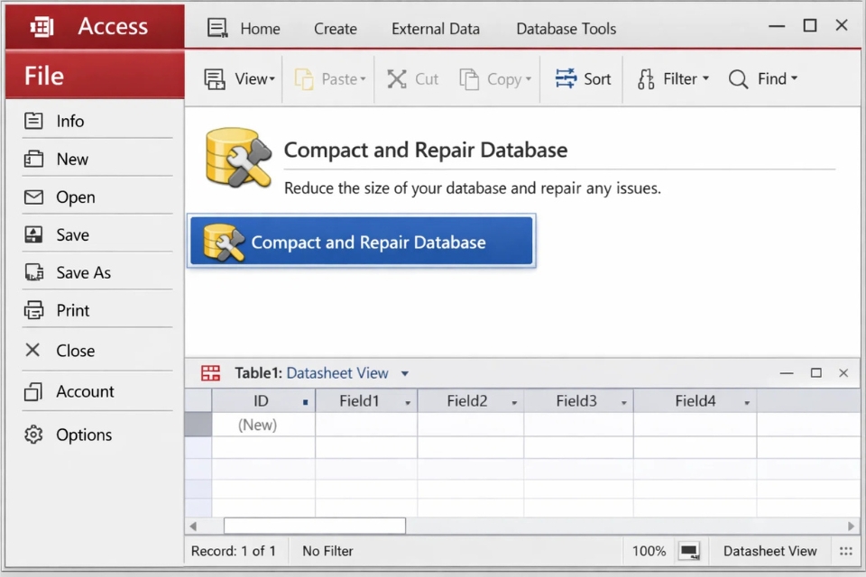 Cách thực hiện Compact and Repair Access 2019 13