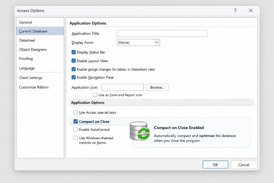 Cách thực hiện Compact and Repair Access 2019 15