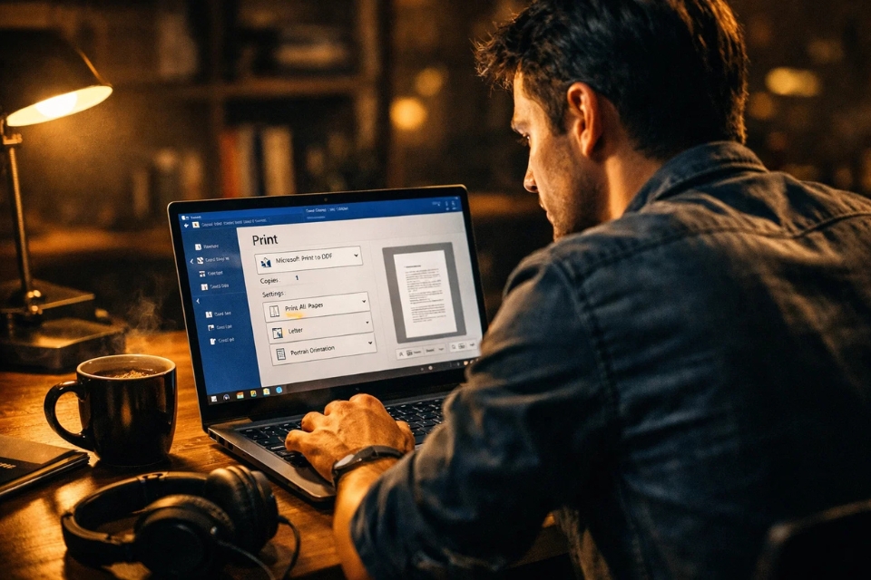 Cách thực hiện Print to PDF Office 2016