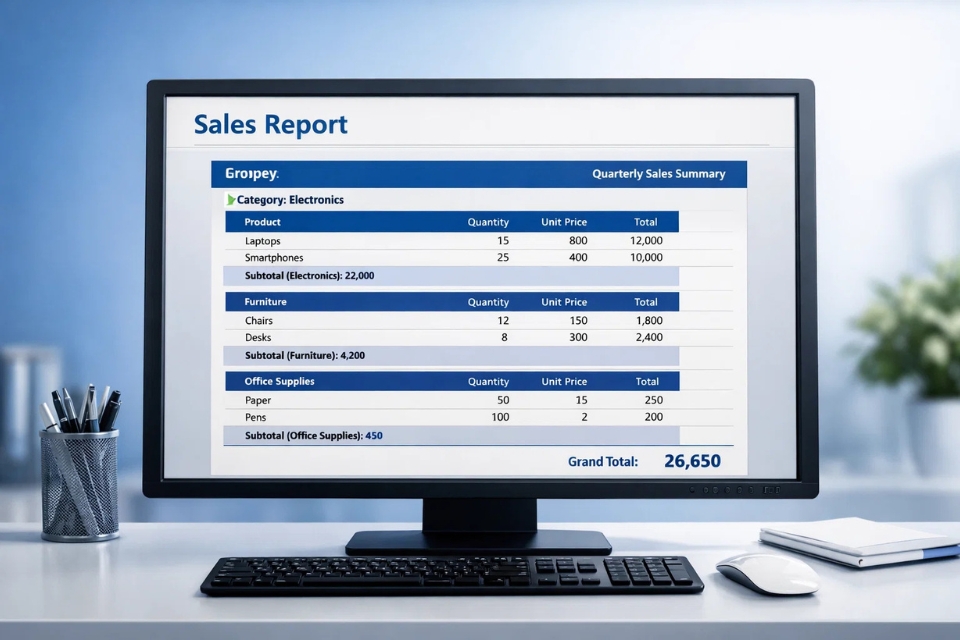 Cách thực hiện Report nhóm & tổng Access 2016