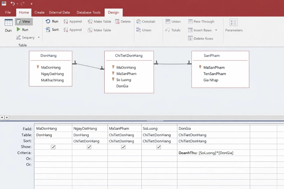 Cách thực hiện Report nhóm & tổng Access 2016 2