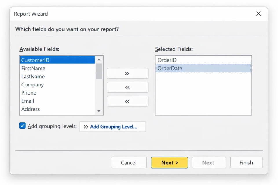 Cách thực hiện Report nhóm & tổng Access 2016 3