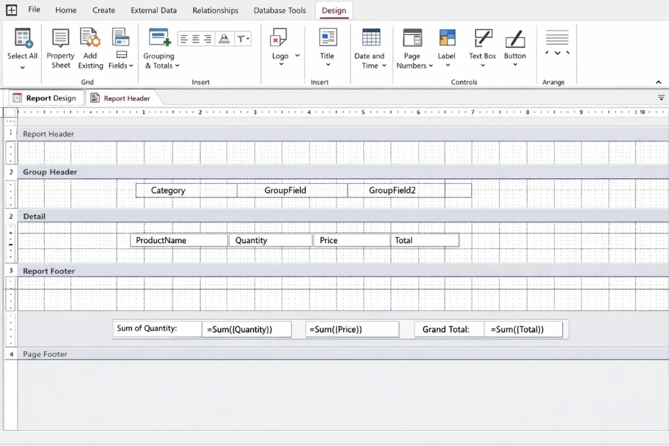 Cách thực hiện Report nhóm & tổng Access 2021 14