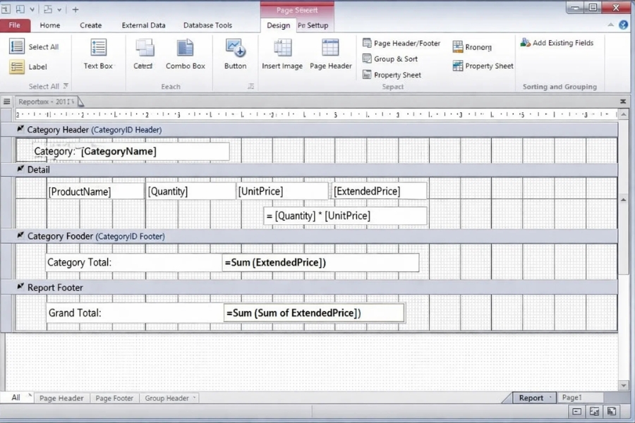 Cách thực hiện Report nhóm & tổng trong Access 2010 (Hướng dẫn chi tiết, dễ hiểu) 8 Cách thực hiện Report nhóm & tổng trong Access 2010 (Hướng dẫn chi tiết, dễ hiểu) 8