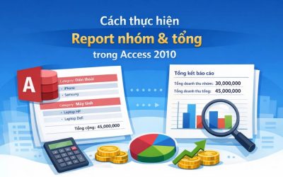 Cách thực hiện Report nhóm & tổng trong Access 2010 (Hướng dẫn chi tiết, dễ hiểu)