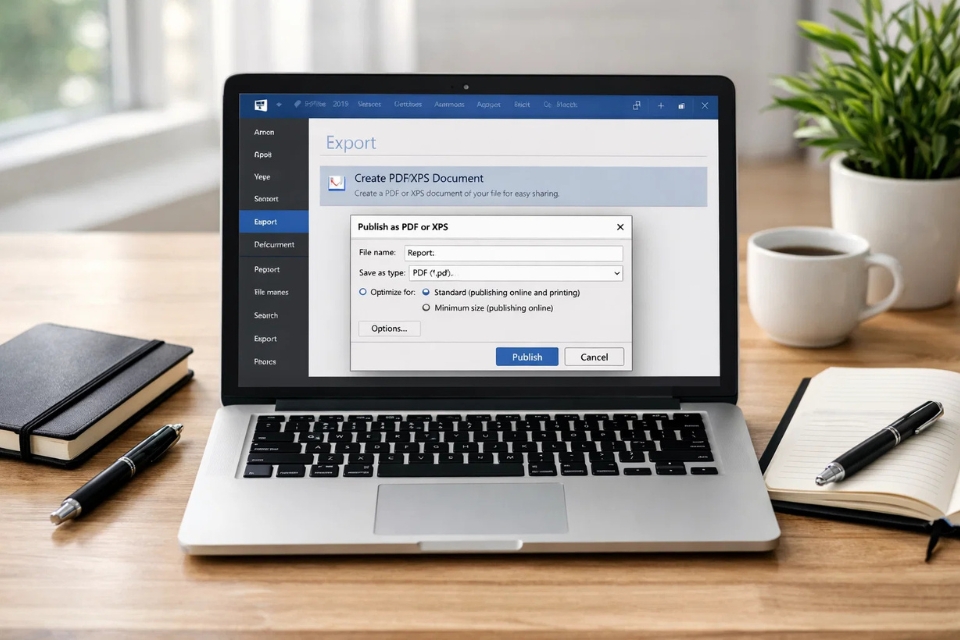 Cách thực hiện lưu thành PDF Office 2019