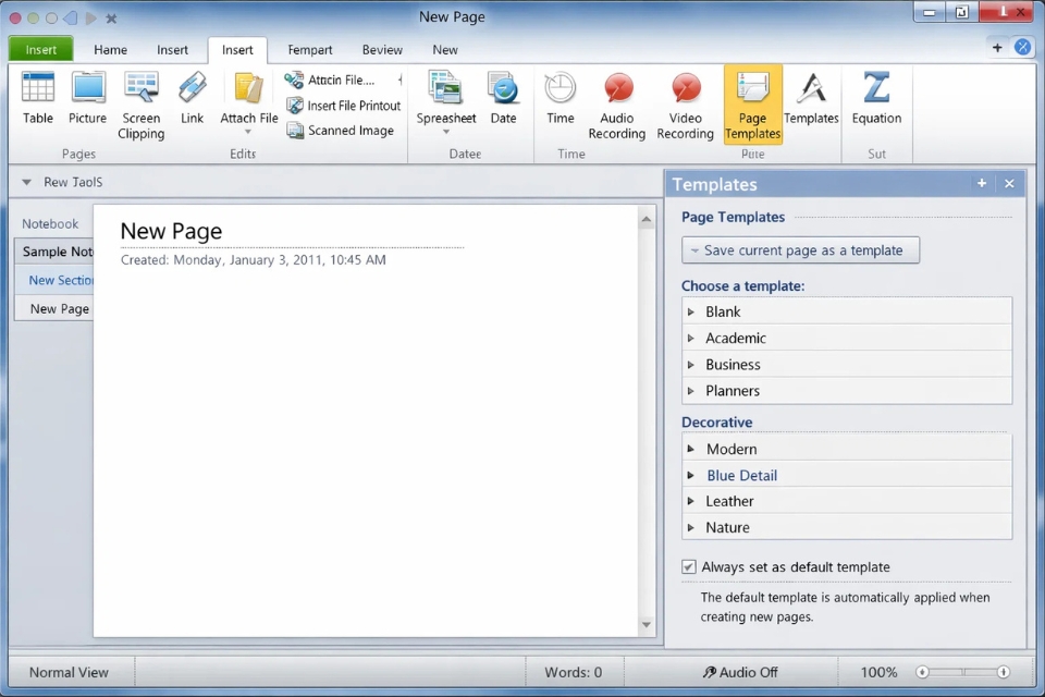 Cách thực hiện template trang ghi chú OneNote 2010 18