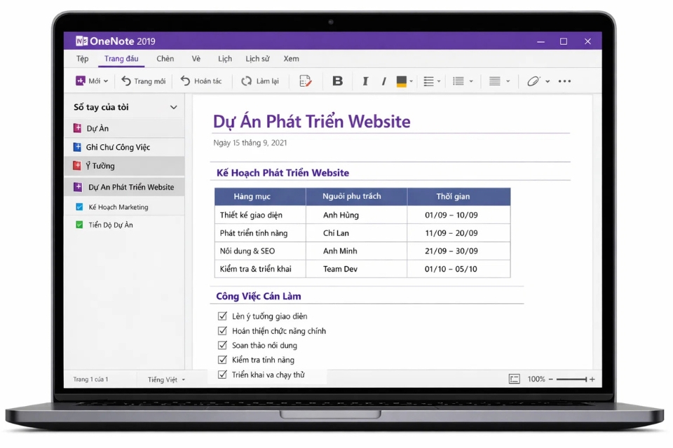 Cách thực hiện template trang ghi chú OneNote 2019 8 Cách thực hiện template trang ghi chú OneNote 2019 8