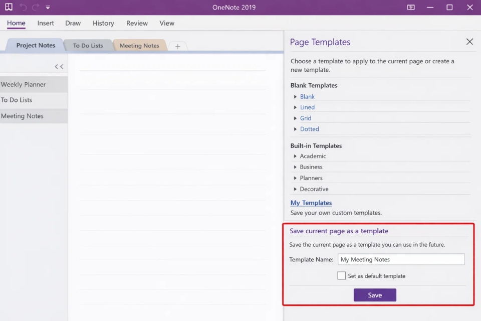 Cách thực hiện template trang ghi chú OneNote 2019 9 Cách thực hiện template trang ghi chú OneNote 2019 9