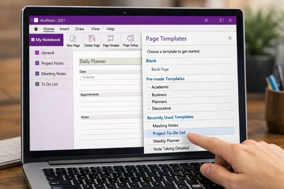 Cách thực hiện template trang ghi chú OneNote 2021 5 Cách thực hiện template trang ghi chú OneNote 2021 5