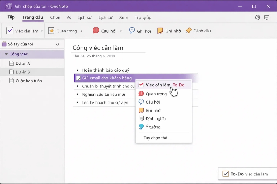 Cách thực hiện tìm kiếm theo thẻ (Tags) OneNote 2019 10