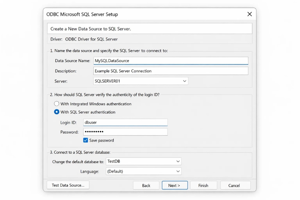 Hướng dẫn kết nối ODBC với SQL Server Access 365 12