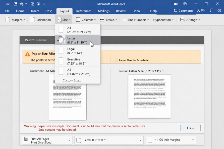 Lỗi In Bị Lệch Lề Office 2021 2 Lỗi In Bị Lệch Lề Office 2021