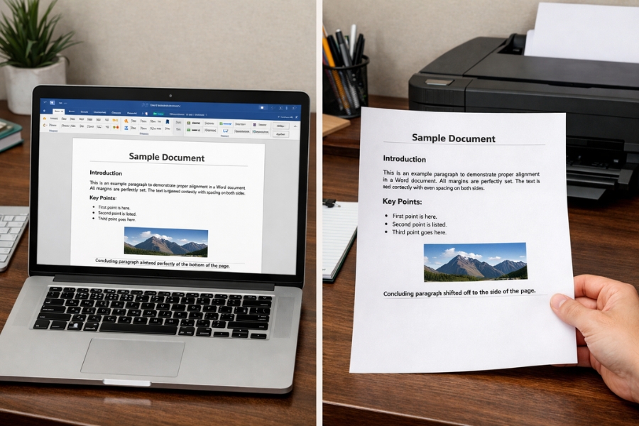 Lỗi In Bị Lệch Lề Office 365