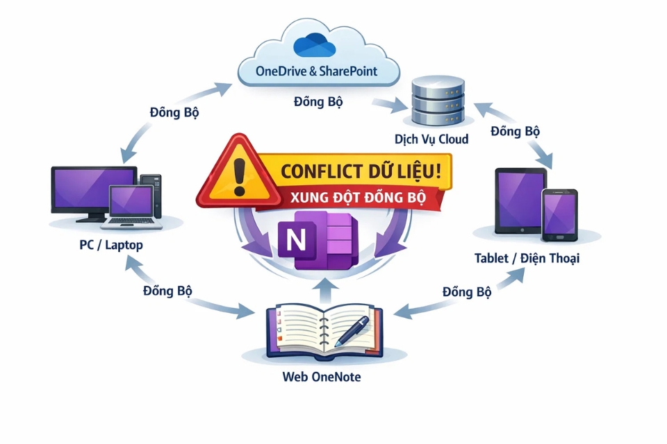 Lỗi đồng bộ OneNote bị xung đột OneNote 365 7