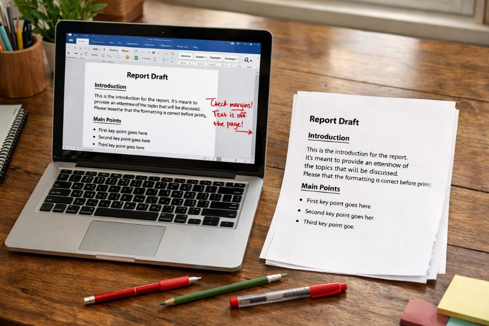 Lỗi in bị lệch lề Office 2016