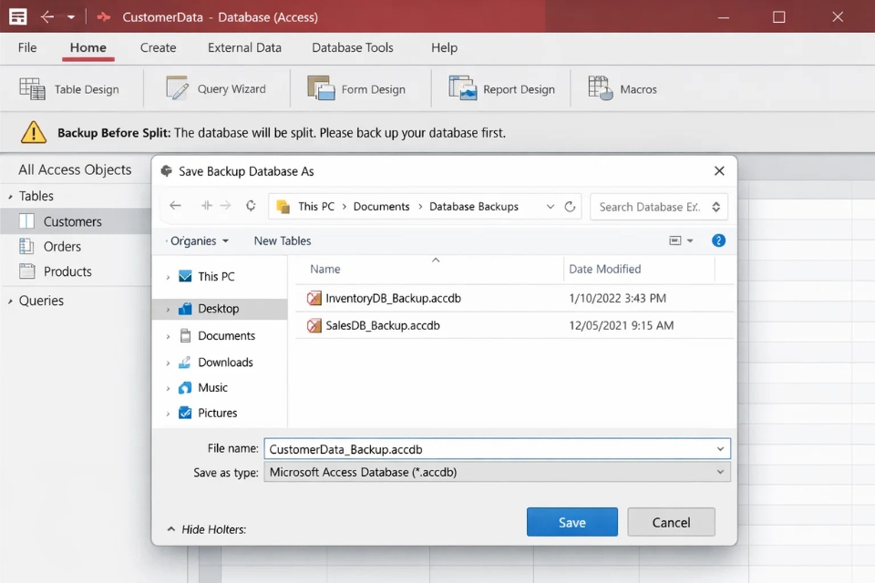 Cách thực hiện Split Database front‑end/back‑end Access 2019 10
