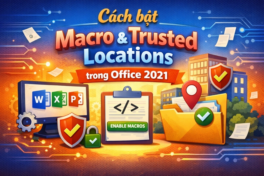 Cách bật Macro & Trusted Locations trong Office 2021