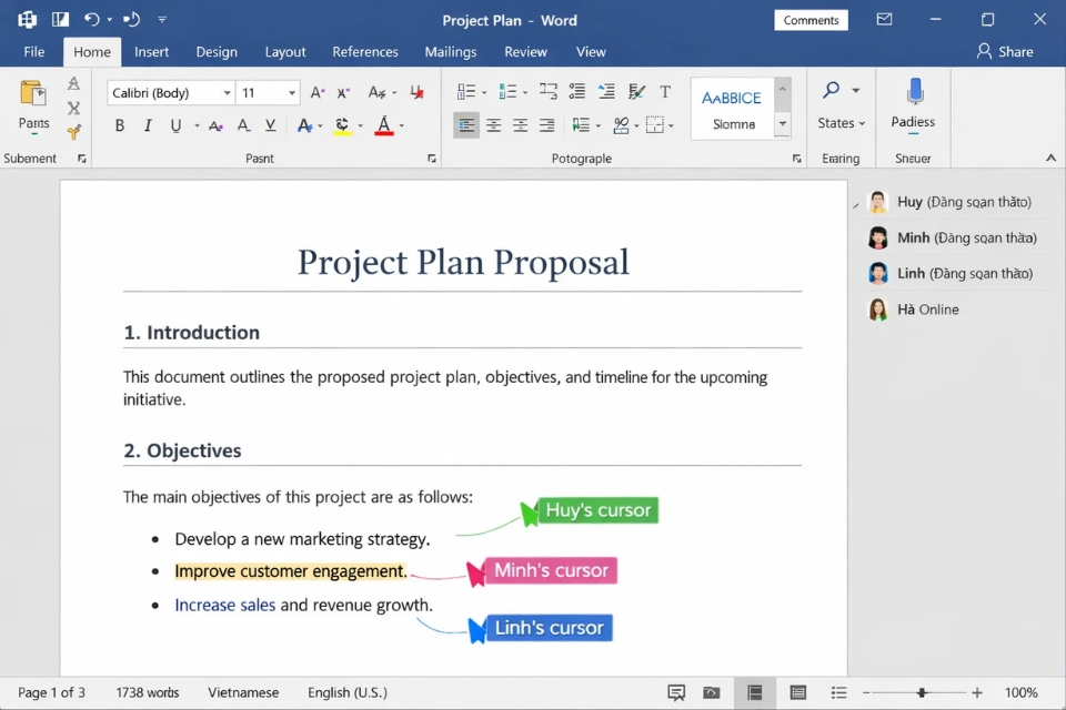 Cách đồng biên tập (co‑authoring) thời gian thực Office 2016 9
