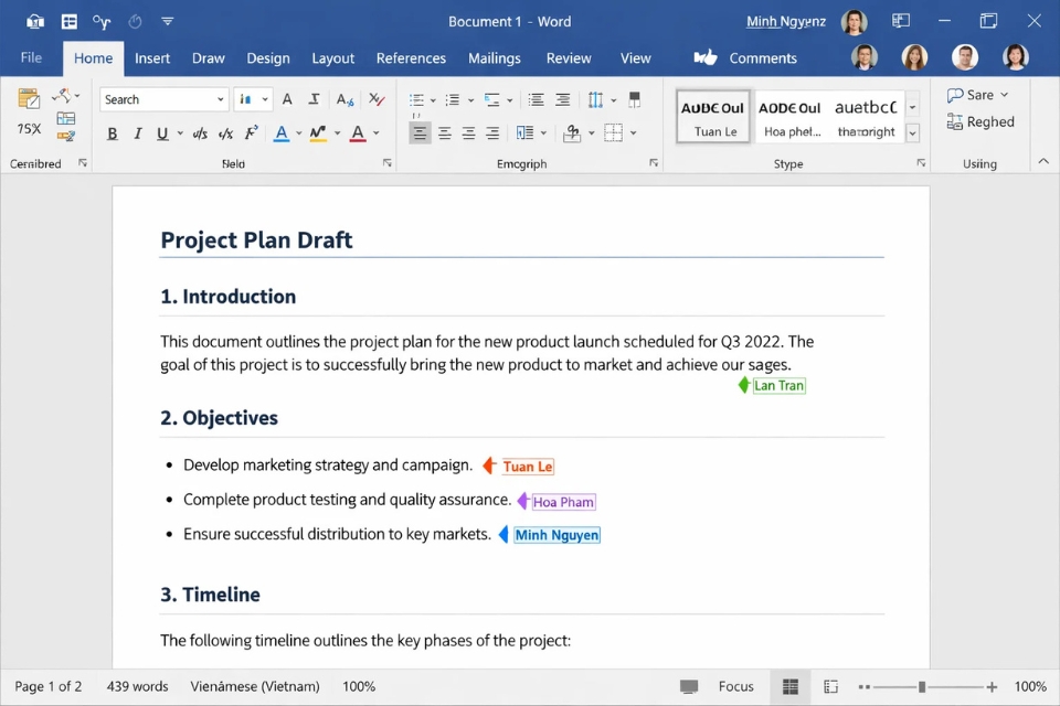 Cách đồng biên tập (co‑authoring) thời gian thực Office 2019 9