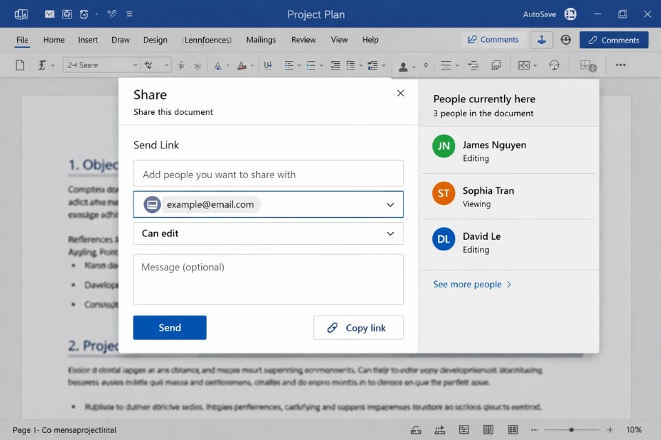 Cách sử dụng đồng biên tập (co-authoring) thời gian thực Office 2021 4 Cách sử dụng đồng biên tập (co-authoring) thời gian thực Office 2021 4