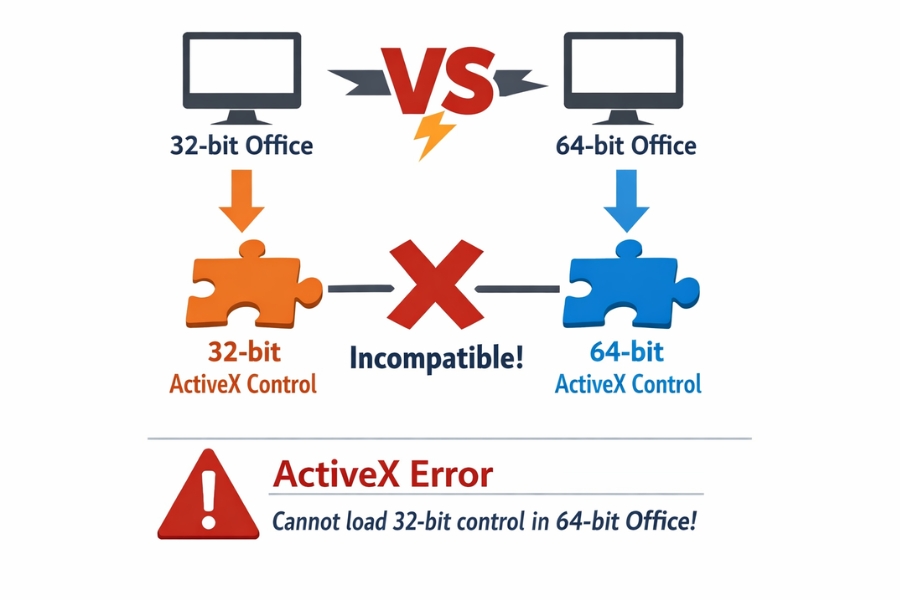 Lỗi ActiveX 32‑bit64‑bit Office 2019