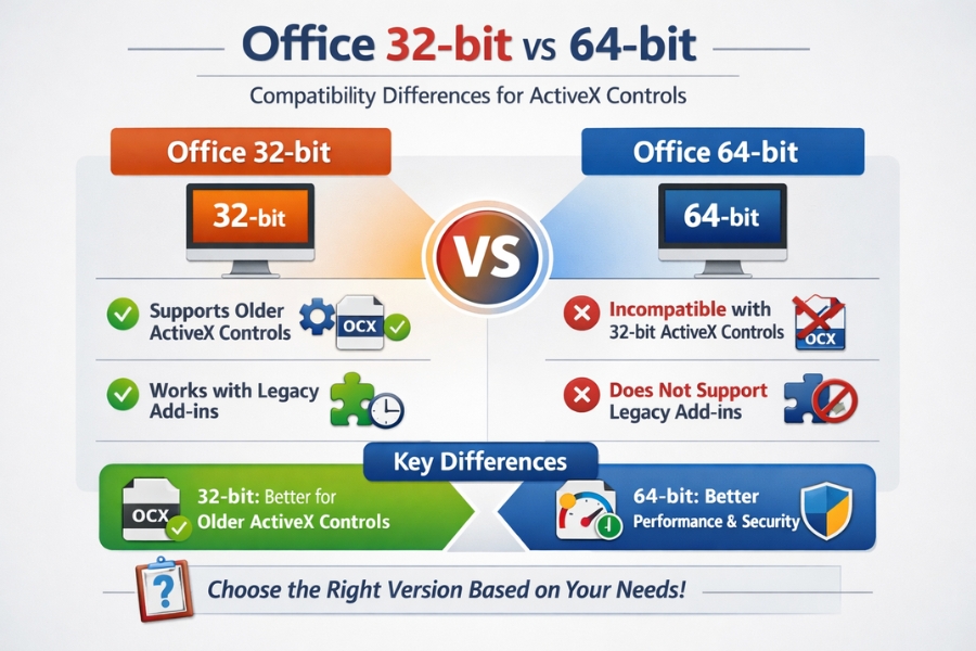 Lỗi ActiveX 32‑bit64‑bit Office 2019