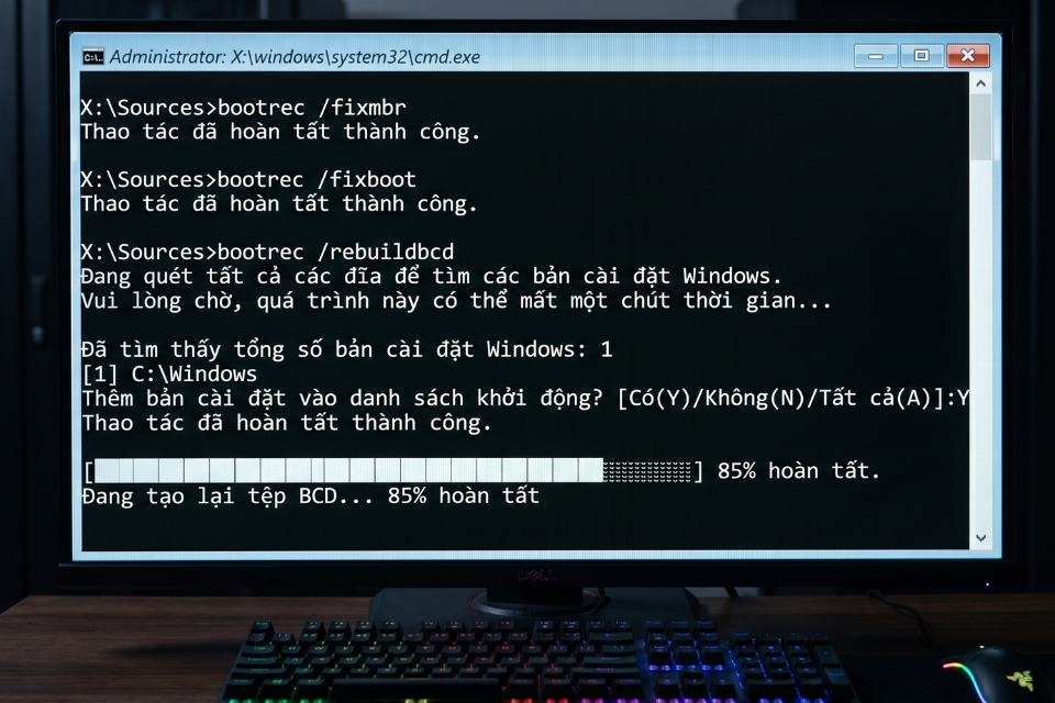 Sửa lỗi Preparing Automatic Repair loop Windows 10 9