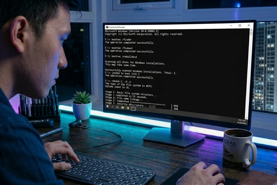 Sửa lỗi máy treo logo Windows 10 10
