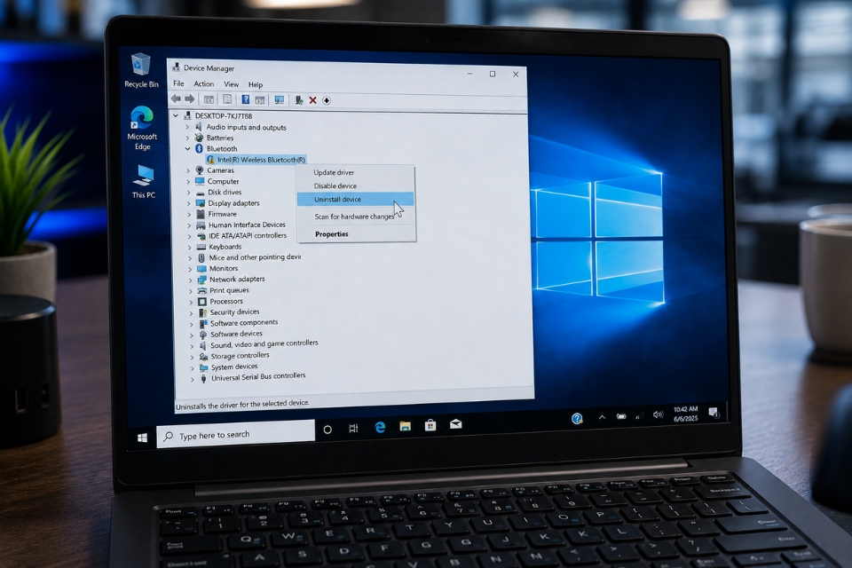 Sửa lỗi không bật được Bluetooth Windows 10 8