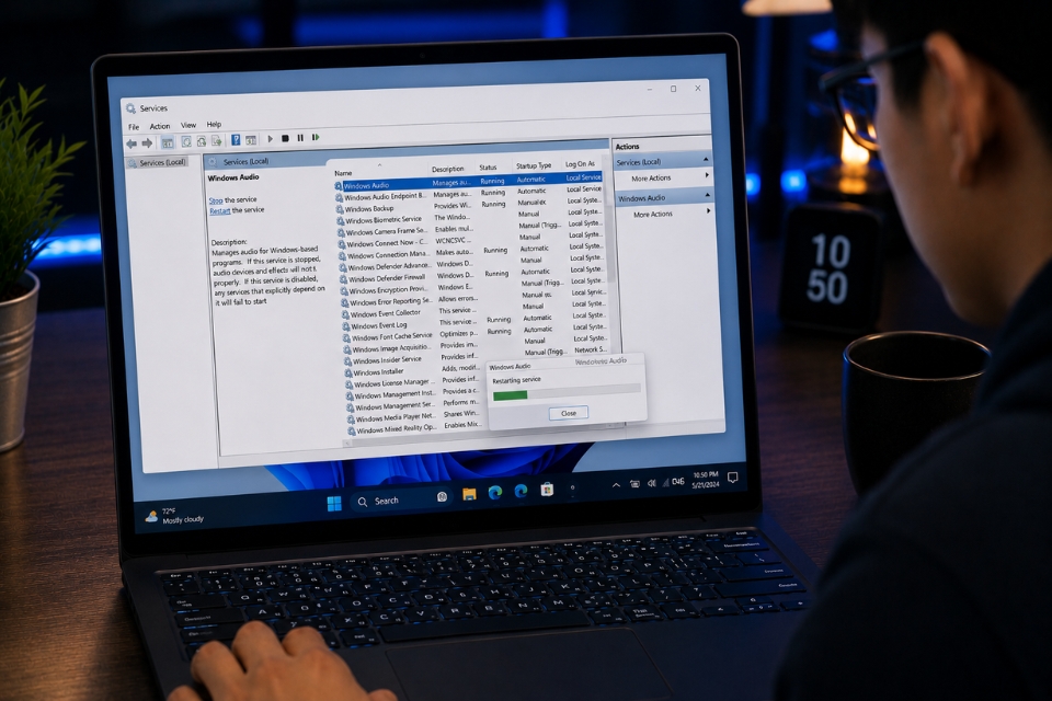 Sửa lỗi không có âm thanh Windows 11 9